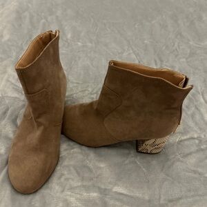 Dorothy Perkins Brown Ankle Boots with Snakeskin Heel